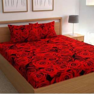 Tdot Creations Cotton King Flat 260 TC Printed Bedsheet