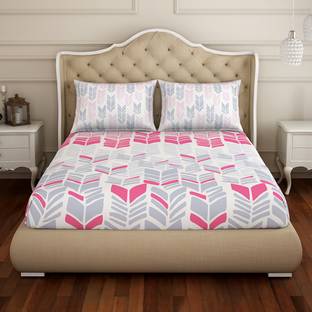 SPACES 210 TC Cotton Double Printed Flat Bedsheet