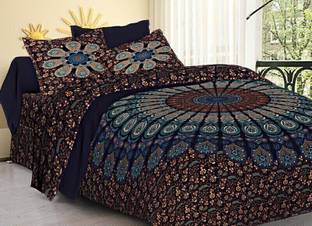 RAJDEVI JAIPUR PRINTS 351 TC Cotton King Printed Flat Bedsheet