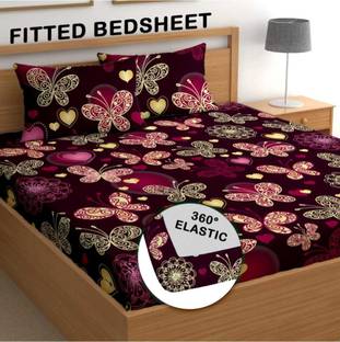 Decent Home 240 TC Cotton Double Floral Fitted (Elastic) Bedsheet