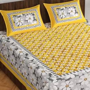 HOMEQUIPO 144 TC Cotton Double Printed Flat Bedsheet