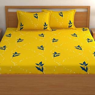 MSparrow 340 TC Cotton Double Floral Fitted (Elastic) Bedsheet