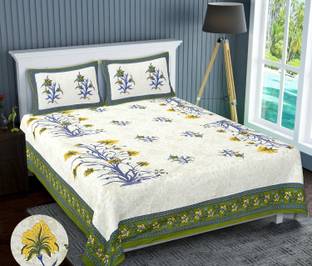 Livingkart 280 TC Cotton King Floral Flat Bedsheet