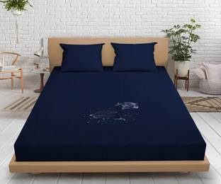 Blufurn 200 TC Cotton Double Solid Fitted (Elastic) Bedsheet