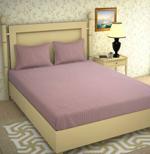 OICHY Microfiber Double Flat 280 TC Striped Bedsheet