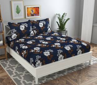 VAS COLLECTIONS 160 TC Microfiber Double Floral Flat Bedsheet