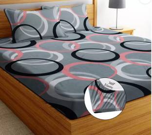 NCS 300 TC Cotton Double Geometric Fitted (Elastic) Bedsheet