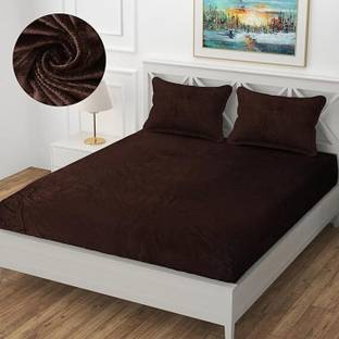 OSONICTEXTILE 254 TC Woolen King Solid Fitted (Elastic) Bedsheet