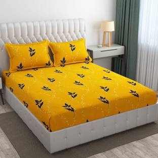 HOMETIC 320 TC Cotton Double Printed Fitted (Elastic) Bedsheet