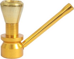 Richaa Creation 3 Inch Mini Hookah Metal Yellow Smoking Pipe Beer Bong Funnel