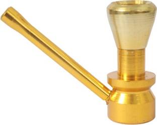 TANISHKA EXPORT 3 Inch Mini Hookah Design Yellow Smoking Metal Hookah Beer Bong Funnel