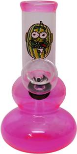VYXOO 5 Inch Transparent Pink Printed Glass Water Pipe Beer Bong Funnel