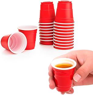 lalantopparties Pack of 15 Plastic The Party Collective Red Beer Pong Shot Glasses (Pack of 15, 60 ml)