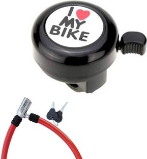 Rahidhay Combo Cycle Chain key Lock(Red) with Black Steel Bell Bell