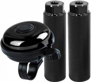 Onbicle Bicycle Bell with Foot Rest Aluminum, Safety Horn, Silver Leg Pegs (Combo) Bell