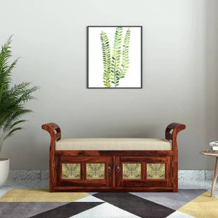 Deuba Sheesham Wood Two Seater Sofa Bench With Storage For Living Room/ Office Solid Wood 2 Seater