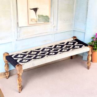 Ikiriya Rosewood Maachi Bench in Classic Black & White Canning Solid Wood 3 Seater