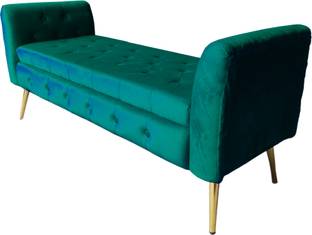 TFS Velvet Tufted Bench Settee with Hinged Storage Space For Bedroom, Living,office Solid Wood 2 Seater