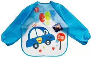 POLKA TOTS Waterproof & Soft Full Sleeves Apron Feeding Bibs for Infants & Weaning Babies