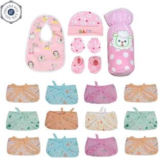 YOS TRENDZ Baby Langot, Bibs, Cap Mittens Set & Bottle Cover