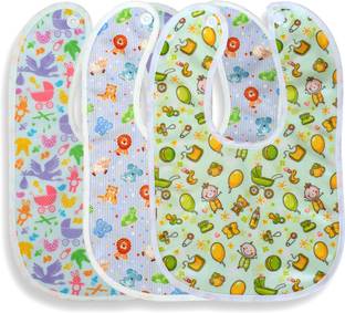 Honey Boo Waterproof Baby bib for Feeding and Drooling Cute Print with Button (Pack of 3)