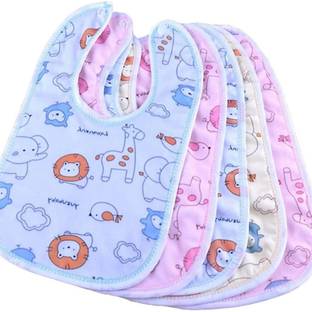 RB Point Pack of 5 Baby Bibs with Large Coverage, Snaps or Velcro