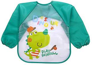 FOK 1 Pc Full Sleeves Washable Waterproof Feeding Bib for Babies and Kids (Multicolor)