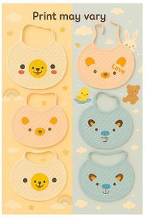 BMV ENTERPRISES Set of Baby Bibs - Soft Cotton Waterproof Bibs with Cute Animal Prints
