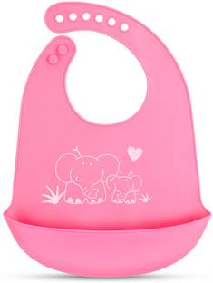 BUMTUM Silicone Baby Bib For Feeding & Weaning Babies Adjustable Neckline With Buttons
