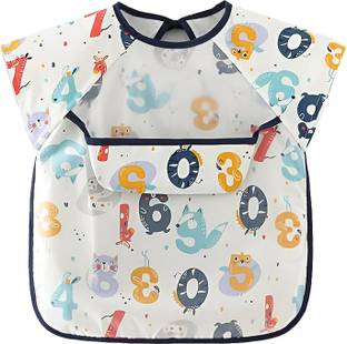TONY STARK Sleeved Waterproof Baby Bib with Pocket – Lightweight, Washable,