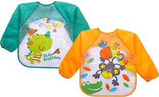 DOMENICO Waterproof Colorful Bib Cute Cartoon Baby Bibs Full Sleeve Apron Feeding Bibs