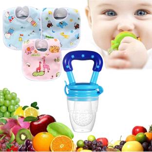 PIKIPOO Fast Dry Waterproof Cotton Baby Bib & Fruit Feeder Useful Baby Shower Gift