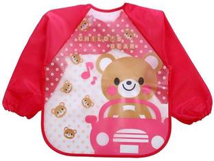 FIRST TREND Baby Bibs, Long-Sleeved Waterproof Children's Feeding Apron Cartoon Print Babies