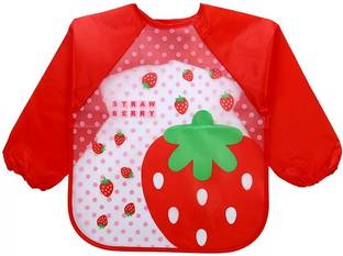 FIRST TREND Baby Bibs, Long-Sleeved Waterproof Children's Feeding Apron Cartoon Print Babies