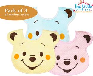 The Little Lookers Baby Button Bibs/Apron Cute Animal Shaped|with Tich Button (Button Bib Animal Shaped, Pack of 3