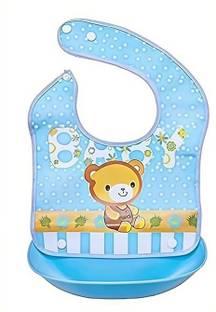 Kidsify Waterproof Washable Plastic Printed Baby Bib & Removable Tray