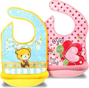 Avekin Baby Silicone Feeding Bibs |Waterproof Bib With Detachable Tray | Baby Apron