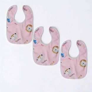 SARTraders 3 Pcs Water Resistant Cotton Pink Bibs Set