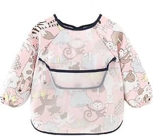 SYGA Baby Bibs Sleeves Waterproof Feeding Bibs Infant Toddler- Pink Zoo, 1-3 Years