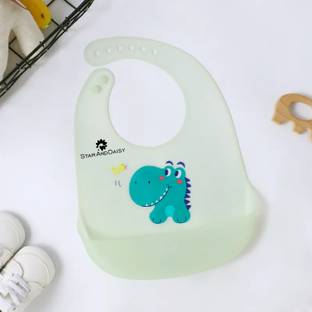 StarAndDaisy Soft Silicone Waterproof Baby Bib with Adjustable Buttons for Mess-Free Feeding