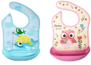 Patre In Baby Bibs for Feeding. Waterproof, 100% Food Grade Silicone Material. Pack Of 2