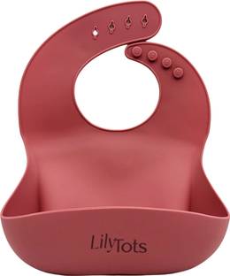 LilyTots Silicone Bib for Babies & Kids - Adjustable, Soft Edge, Food Catcher for Feeding
