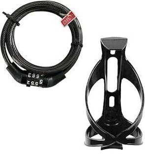 FCC RACING Cycle Bottle Holder for Bottle (Plastic) & 4 Digit Password Number Cable Lock Bicycle Bottle Holder