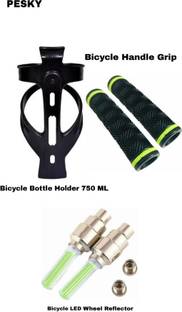 PESKY Bicycle Bottle Holder + Handle Grip + Led Wheel reflector Bicycle Brake Disk