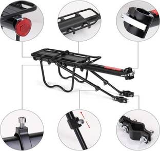 IndiaLot Bicycle Carrier Aluminum Alloy Adjustable Bicycle Rear Rack 115 Lbs Capacity Aluminium  Bicycle Carrier