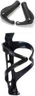 CYCLOWN ALL BLACK ALUMINIUM TYPE DESIGNER HANDLE GRIP WITH WATER BOTTLE HOLDER. Bicycle Handle Grip