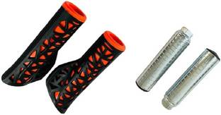 PRAKMO Orange Black Bicycle Handle Grip with Silver foot rest for 24-29 Inch Grip 125mm Bicycle Handle Grip