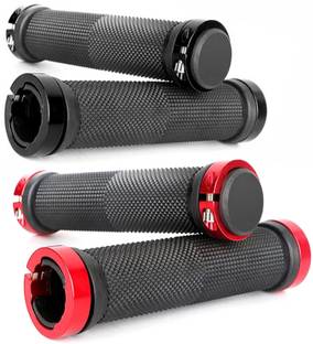 DSTECHBAR 2pair Bicycle Grip Red and Black Cycling Lock-on Anti-Slip Cycle Handle Grips Bicycle Handle Grip