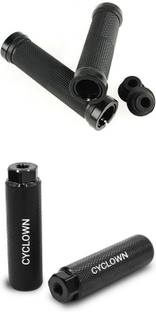 CYCLOWN ALL BLACK COOL HANDLE GRIP SET WITH 2 PCS AXLE FOOT REST. Bicycle Handle Grip