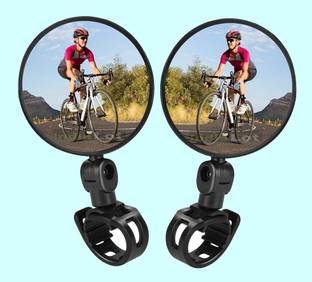 IndiaLot Bicycle Rearview Mirror 360° Rotary Cycling Glass Mirror ABS Plastic 2pcs 0001 Bicycle Handle Grip